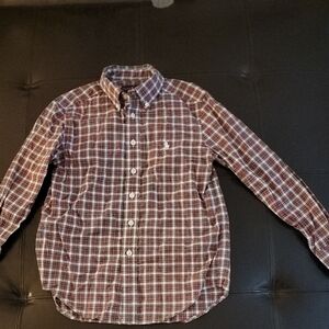 Kids Plaid Button-Down Shirt in Burgundy and White Size S/P 8